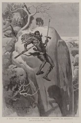 Un salto de desesperación, un episodio de lucha en Kopje en Rhodesia